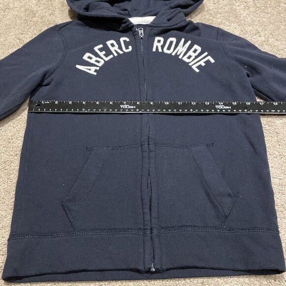 Abercrombie Kids Full Zip Hoodie Sweatshirt Size 13/14 Navy Blue Spellout - Picture 5 of 7